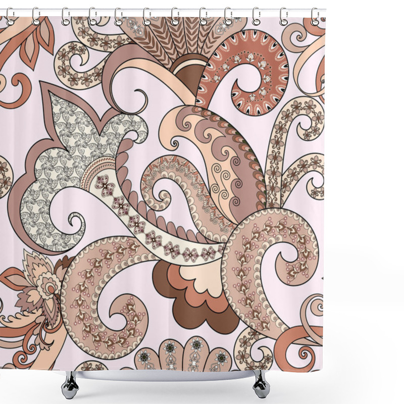 Personality  Seamless Pattern With Paisley, Decorative Swirls In Pastel Shade Shower Curtains