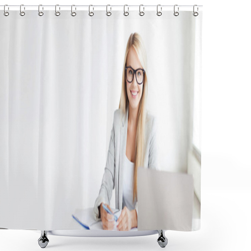 Personality  Businesswoman With Documents Shower Curtains