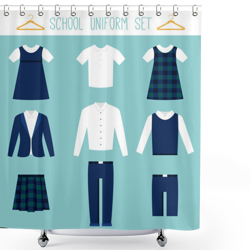 Personality  School Uniforms For Children. Kids Clothes Vector Set Shower Curtains