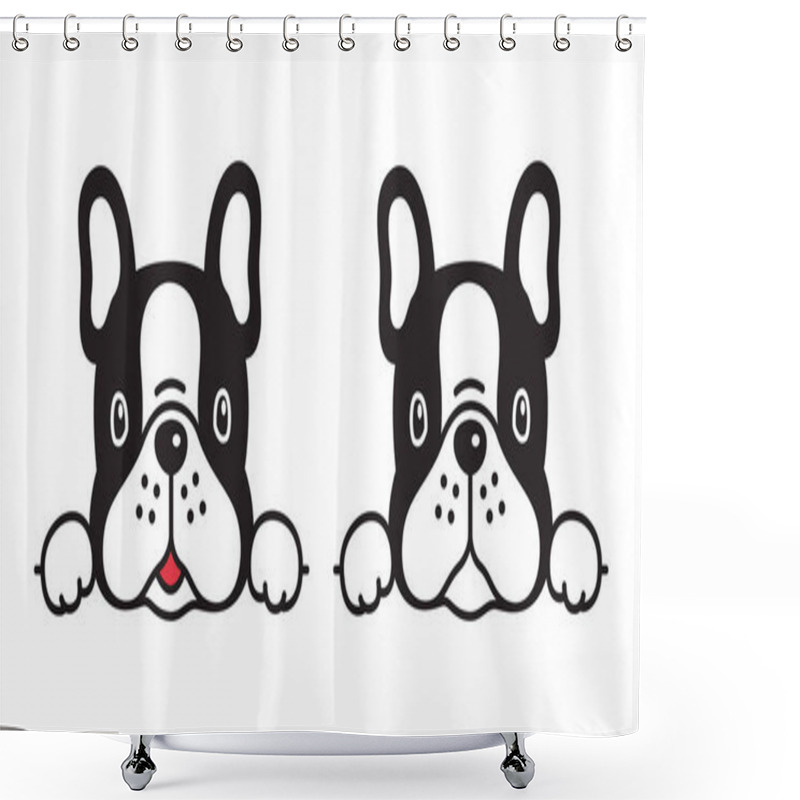 Personality  Dog Vector French Bulldog Icon Character Cartoon Puppy Smile Logo Illustration Symbol Doodle Black Shower Curtains