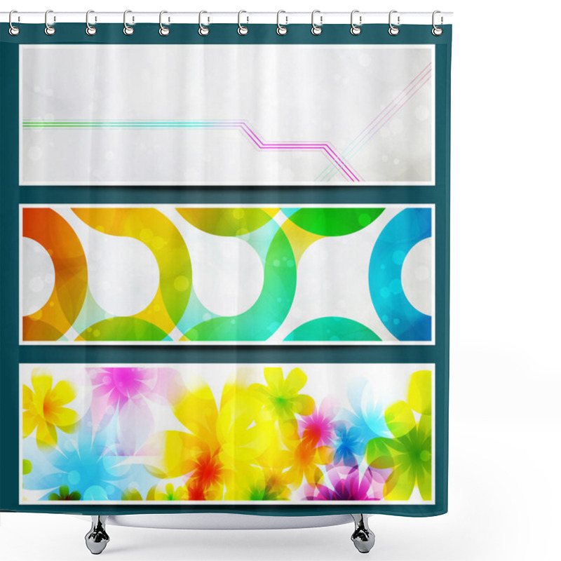 Personality  Vector Set Of Web Banners Shower Curtains