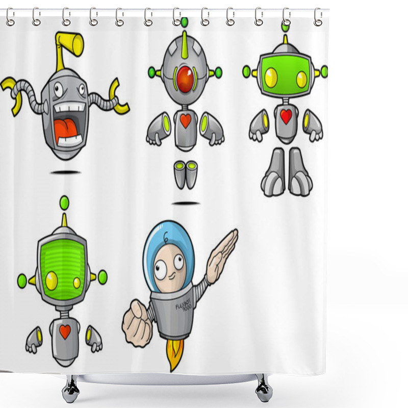 Personality  Cartoon Robots Shower Curtains