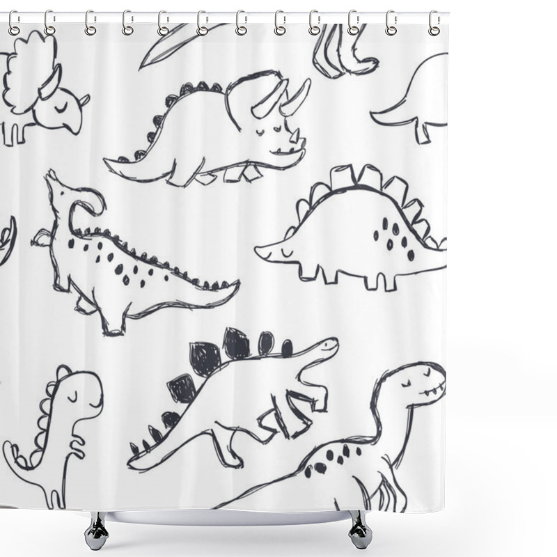 Personality  Cute Dinosaurs Seamless Pattern Shower Curtains