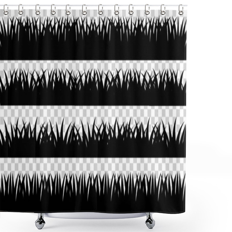 Personality  Collection Of Solid Black Grass Isolated From A White Background. Vector Illustrations Shower Curtains