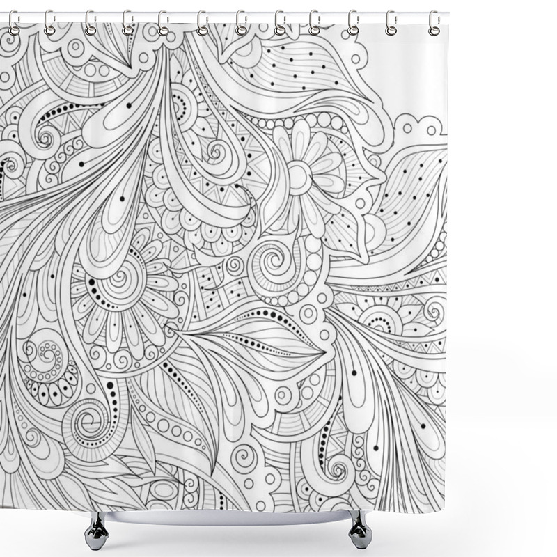 Personality  Monochrome Floral Background Shower Curtains