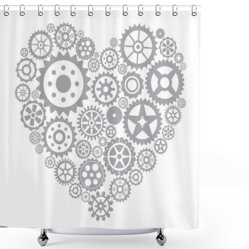 Personality  Heart From Gears Shower Curtains