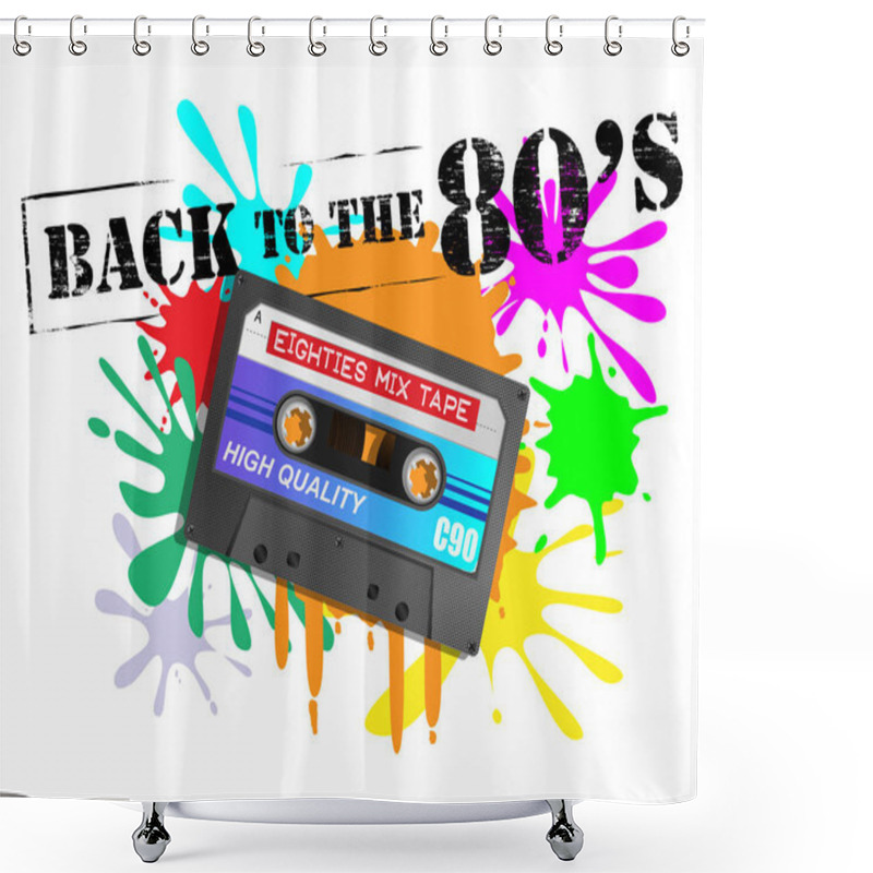 Personality  Back To The Eighties Cassette Background Shower Curtains