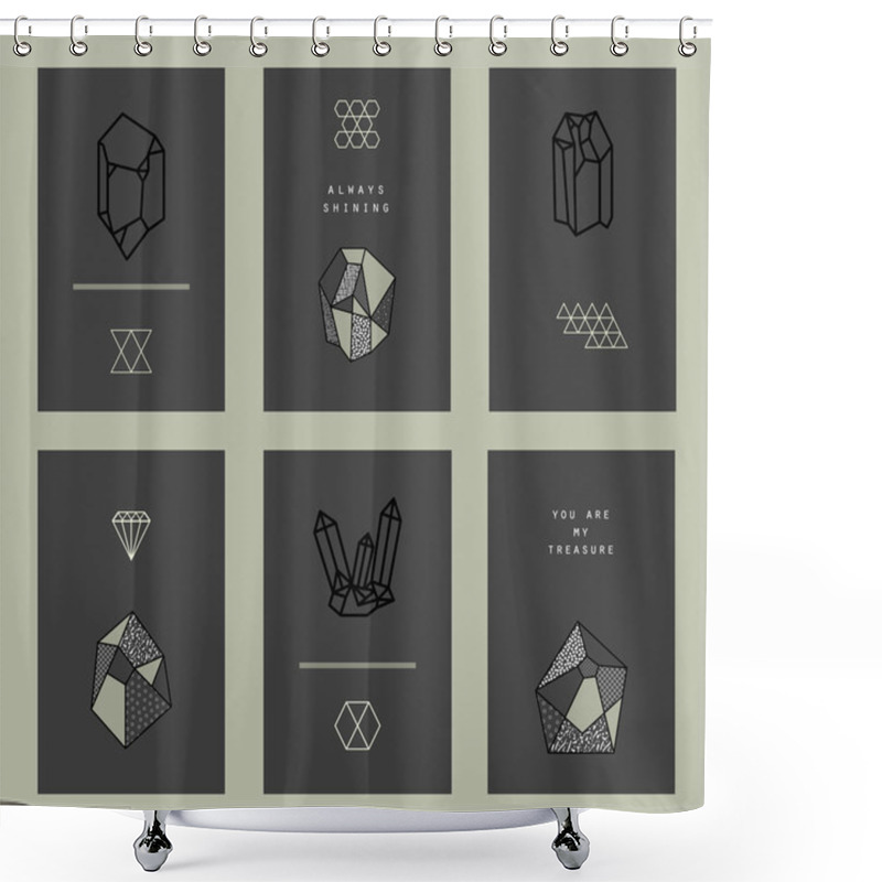 Personality  Cards With  Hipster Retro Backgrounds Shower Curtains