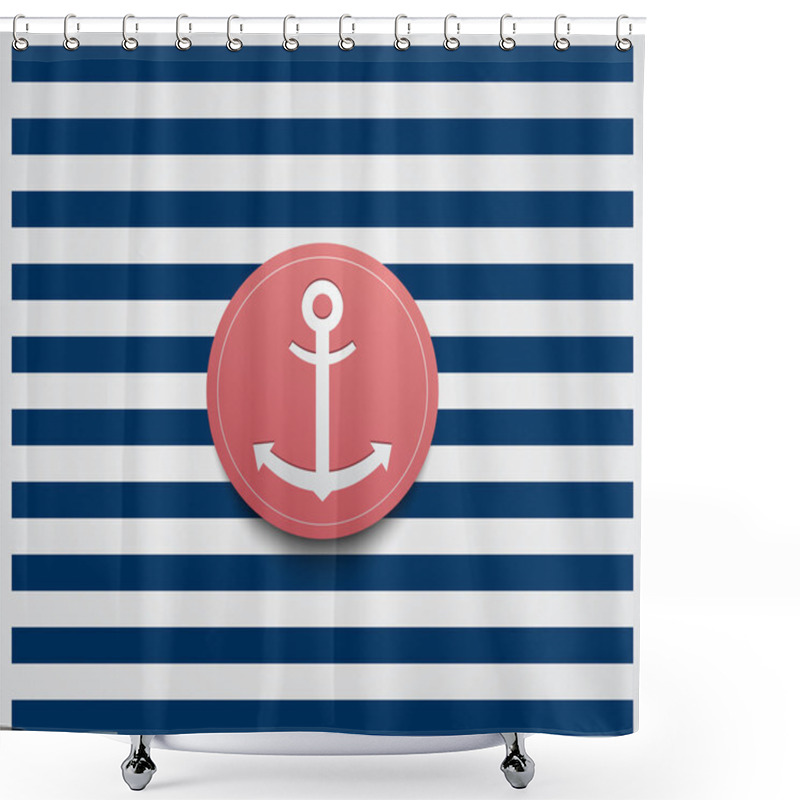 Personality  Sailor Theme With Anchor Button Shower Curtains