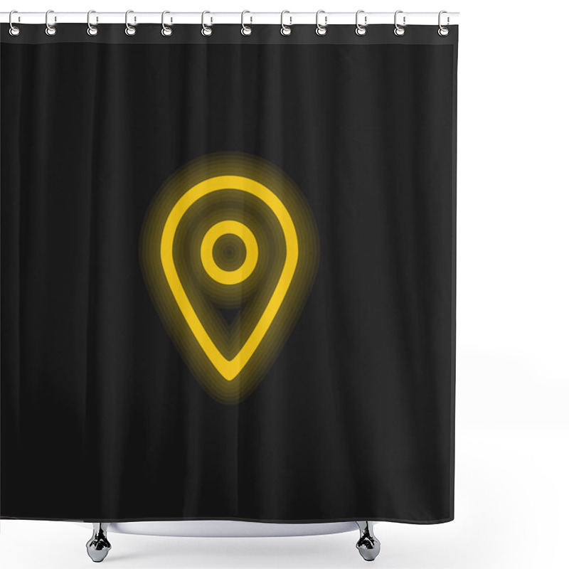 Personality  Big Map Placeholder Outlined Symbol Of Interface Yellow Glowing Neon Icon Shower Curtains