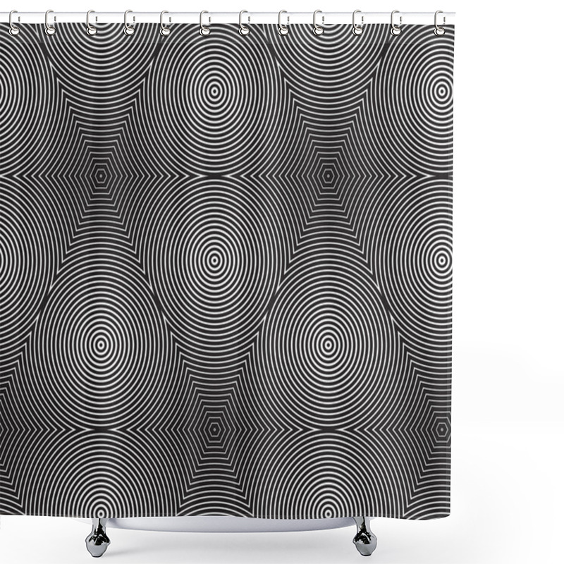 Personality  Black And White Op Art Design, Vector Seamless Pattern Backgroun Shower Curtains