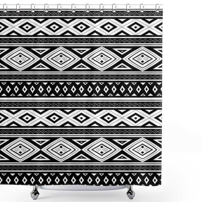 Personality  Tribal Pattern Seamless Vector. Ethnic Peruvian Monochrome Print Design Shower Curtains