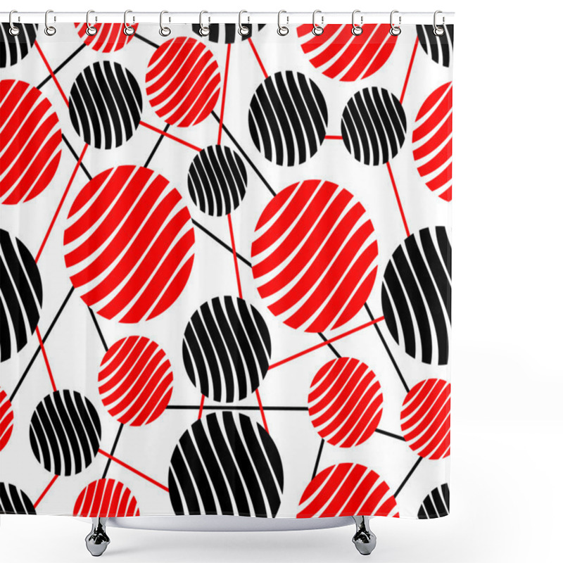 Personality  Seamless Background With Red And Black Circles Shower Curtains