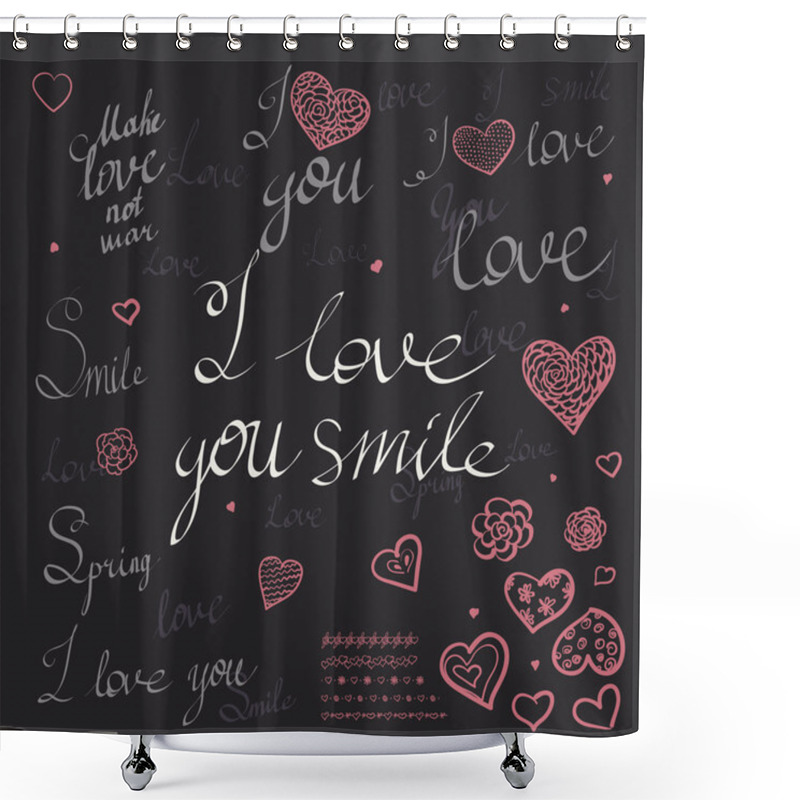 Personality  Romantic Hand Drawn Calligraphy Shower Curtains