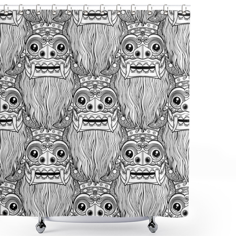 Personality  Pattern Made Of Barong - Traditional Ritual Balinese Masks.  Shower Curtains