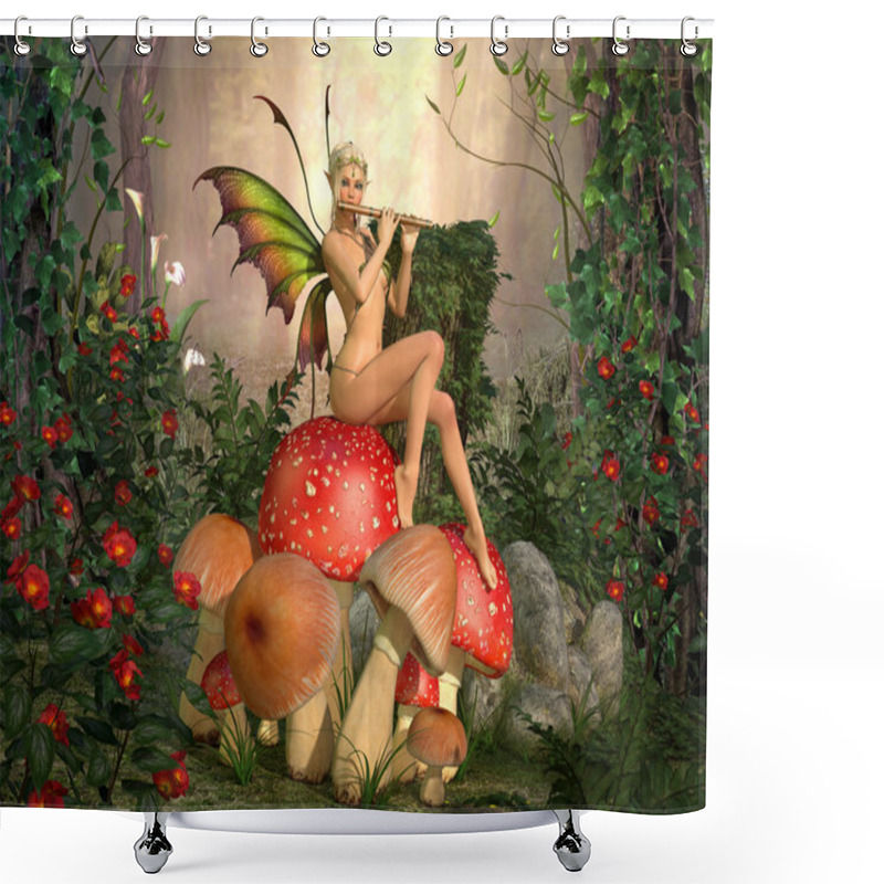 Personality  Elven Beautiful Woman With Flute Shower Curtains