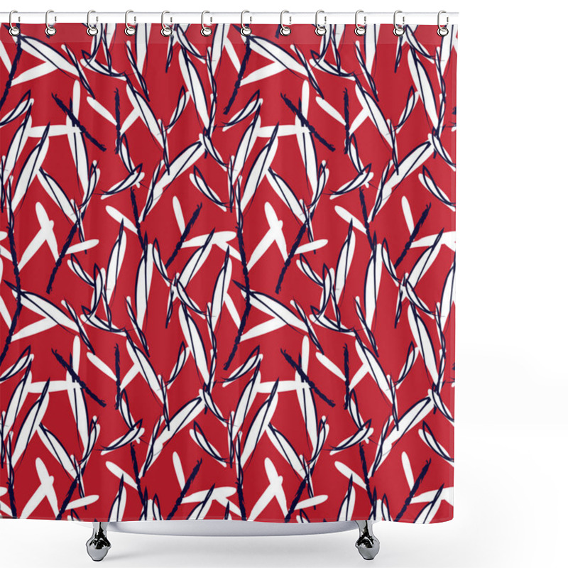 Personality  Abstract Botanical Leaf Seamless Pattern Shower Curtains