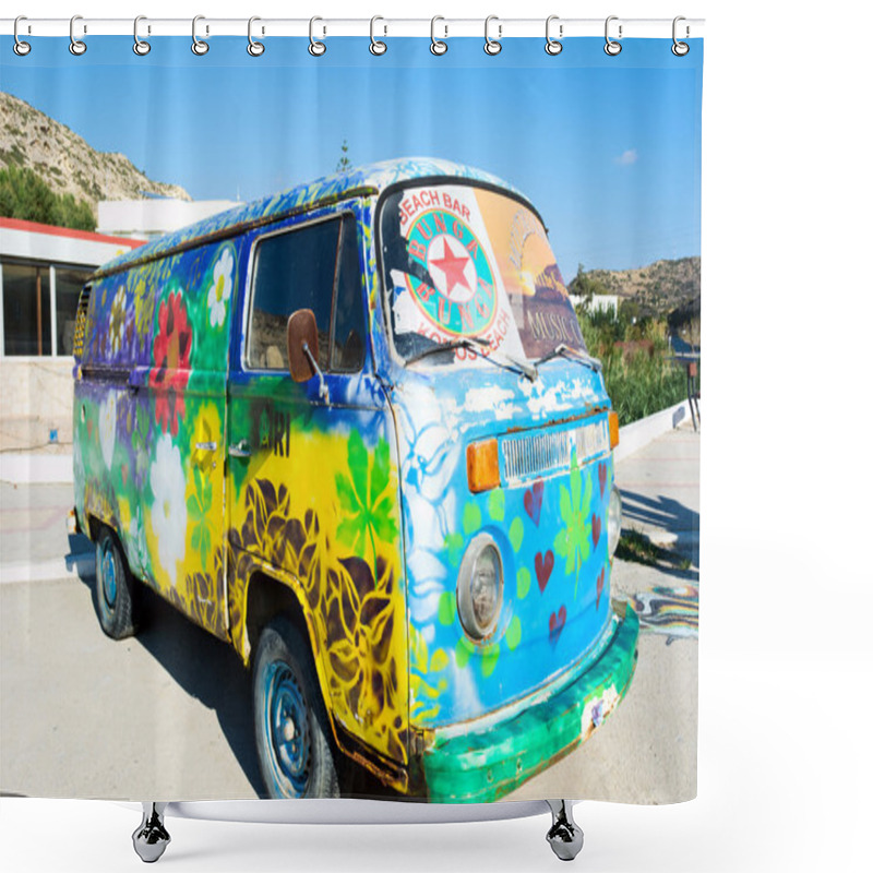 Personality  Bus In A Retro Style Shower Curtains