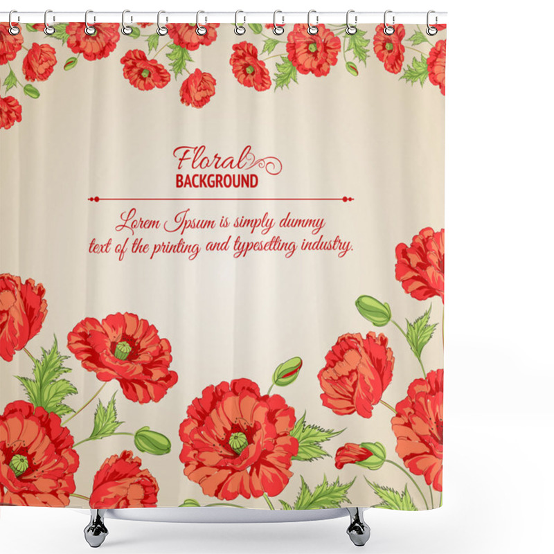 Personality  Card With Stylized Poppy Flowers. Shower Curtains