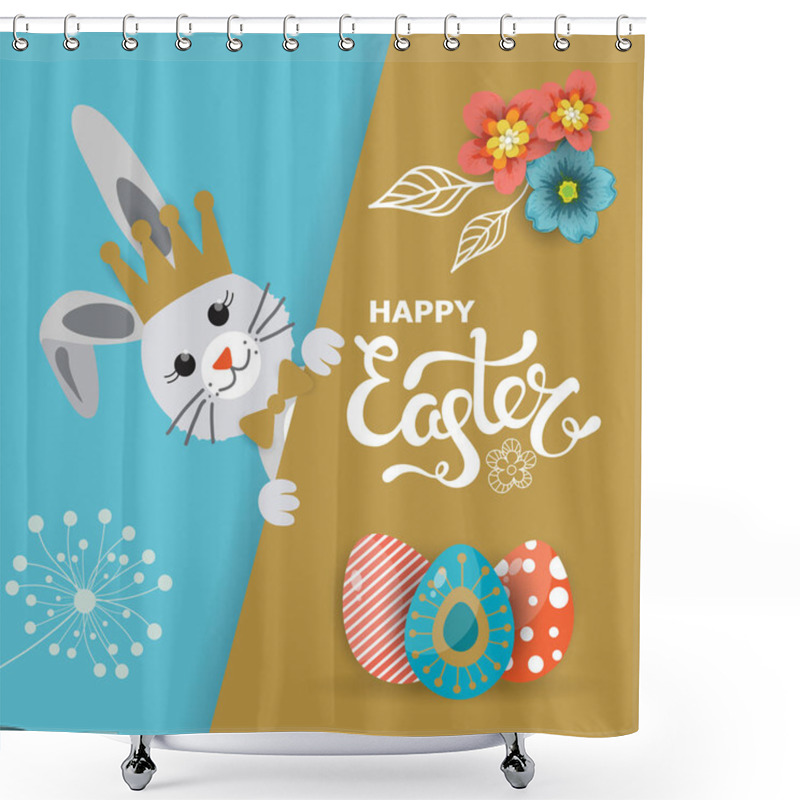 Personality  Easter Day Greeting Card, Poster,  Vector Illustration Shower Curtains