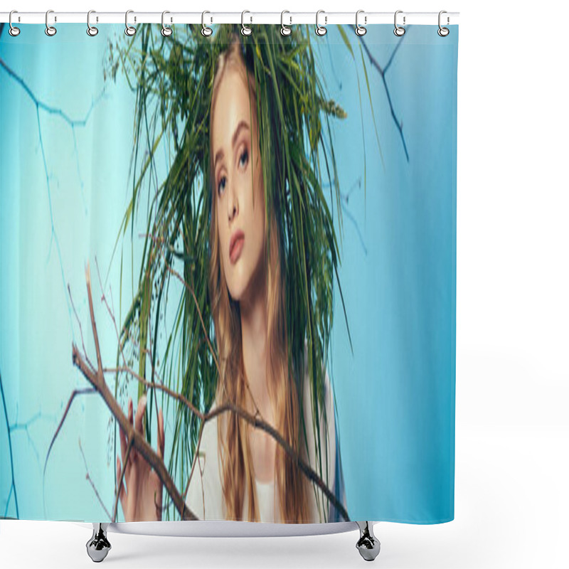 Personality  A Young Mavka In Traditional Attire Gazes Serenely Under A Lush Tree In A Whimsical And Fairy-tale-like Studio Setting. Shower Curtains