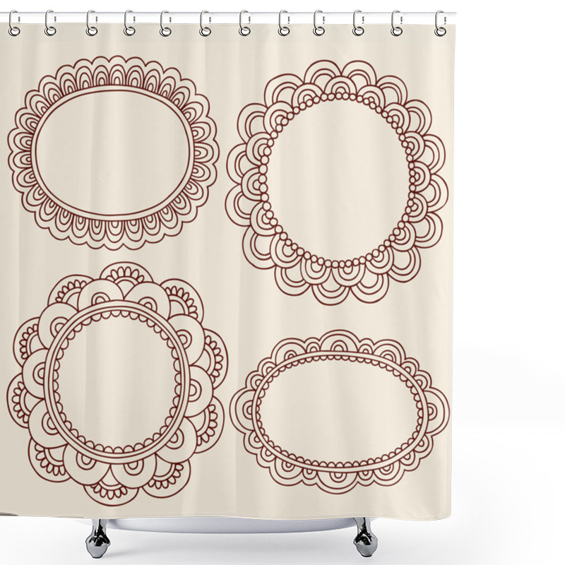 Personality  Henna Doodles Picture Frame Border Design Vector Set Shower Curtains