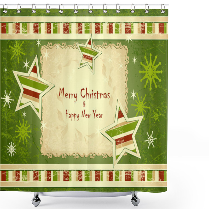 Personality  Merry Christmas Background With Stars Snowflakes Shower Curtains