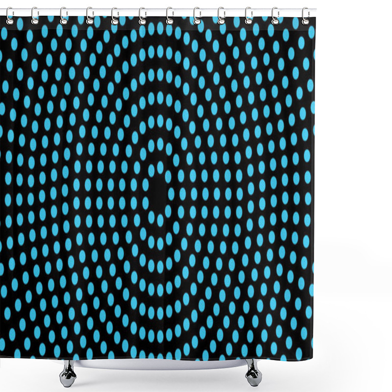 Personality  Circles Shape A Black And Blue Tunnel, Optical Illusion. Abstract Pattern Texture Design Element. Dots Illustration Background Shower Curtains