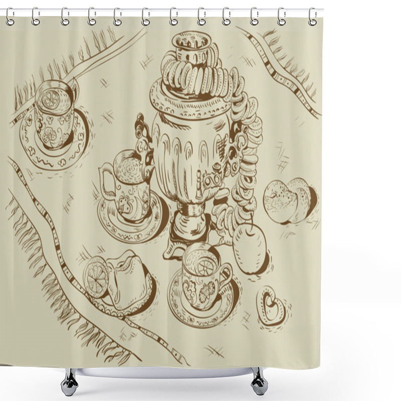 Personality  Teatime, Russian Samovar Shower Curtains