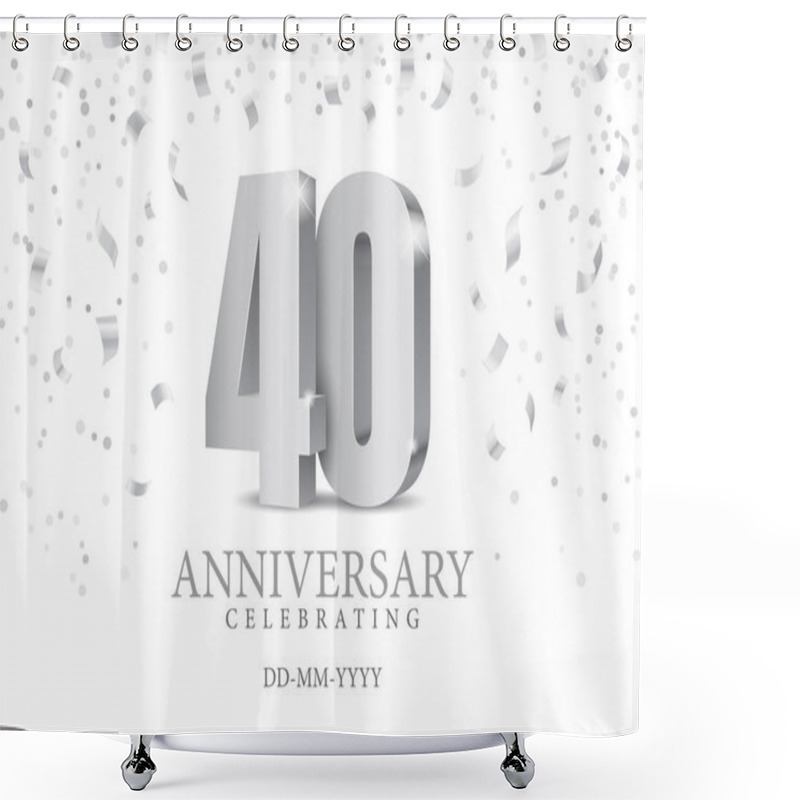 Personality  Anniversary 40. Silver 3d Numbers. Shower Curtains