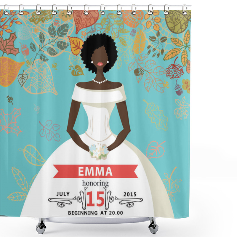 Personality  Bridal Shower Invitation.Mulatto Bride And Autumn Leaves Shower Curtains