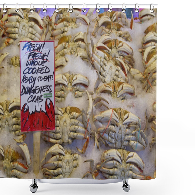 Personality  Fresh Cooked Dungeness Crabs On Ice Shower Curtains