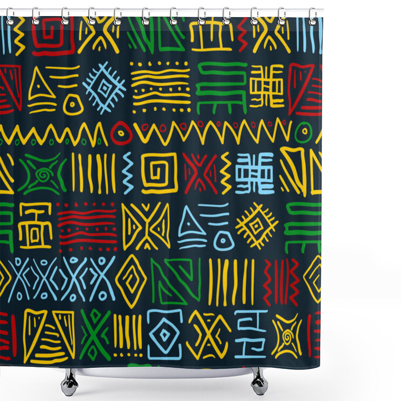 Personality  Seamless Stylized African Pattern. Ethnic And Tribal Motifs. Can Be Used For Textile, Prints, Phone Case, Greeting Card Or Background Shower Curtains