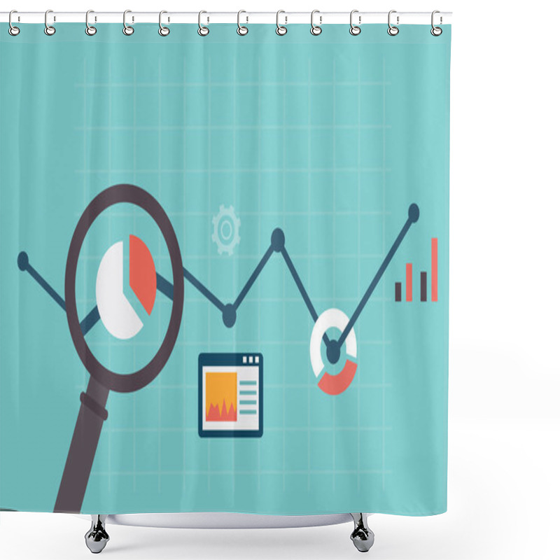 Personality  Flat Vector Illustration Of Web Analytics Information And Development Website Statistic Shower Curtains