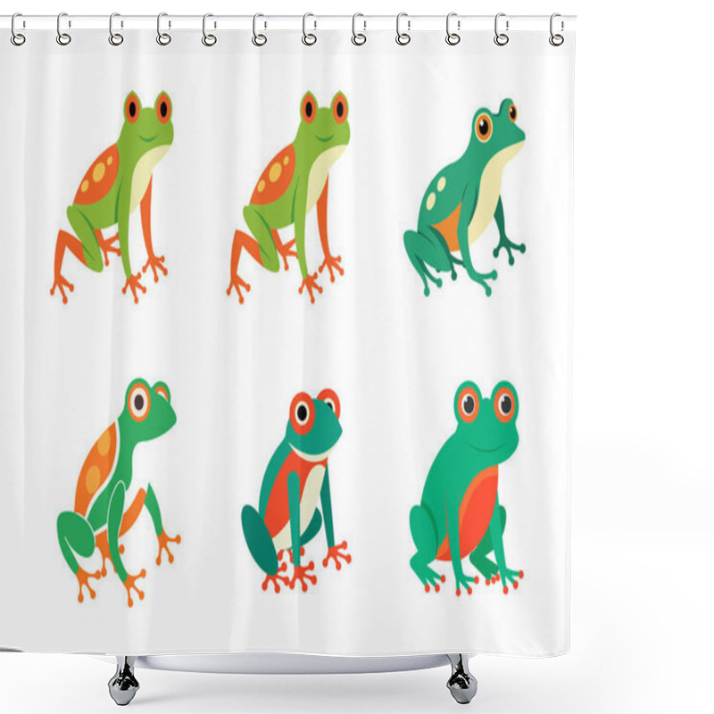 Personality  Cute Frog Illustration Bundle. A Fun And Playful Collection Of Adorable Frog Illustrations, Perfect For Nature-inspired Designs, Children's Projects. Shower Curtains