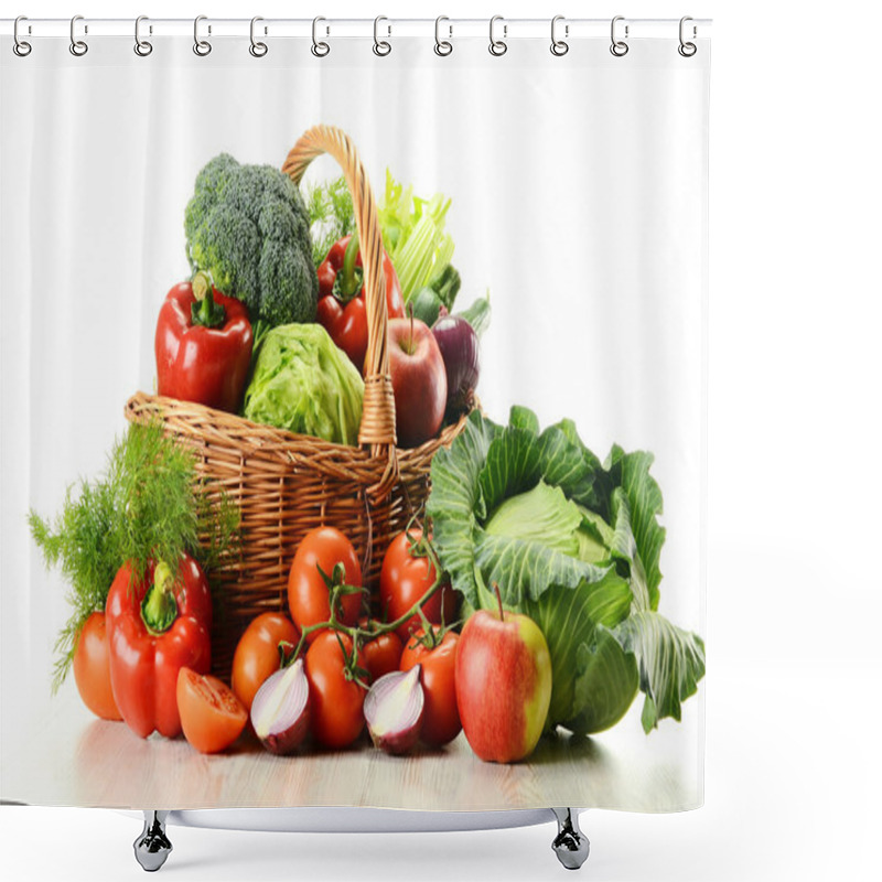 Personality  Vegetables In Wicker Basket Shower Curtains