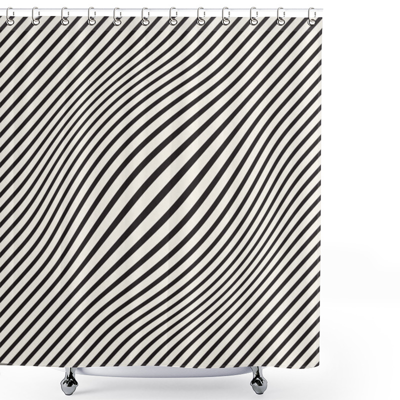 Personality  Halftone Bloat Effect Optical Illusion. Abstract Geometric Background Design. Vector Seamless Black And White Pattern. Shower Curtains