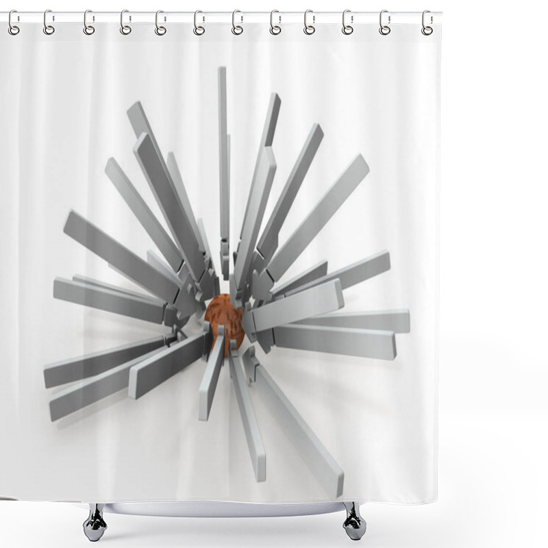 Personality  An Abstract That Represents The Core Of The Attack Target. White Background. 3D Rendering.  Shower Curtains