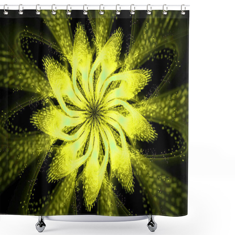 Personality  Abstract Fractal With Glowing Wavy Lines . Fantasy Background Shower Curtains