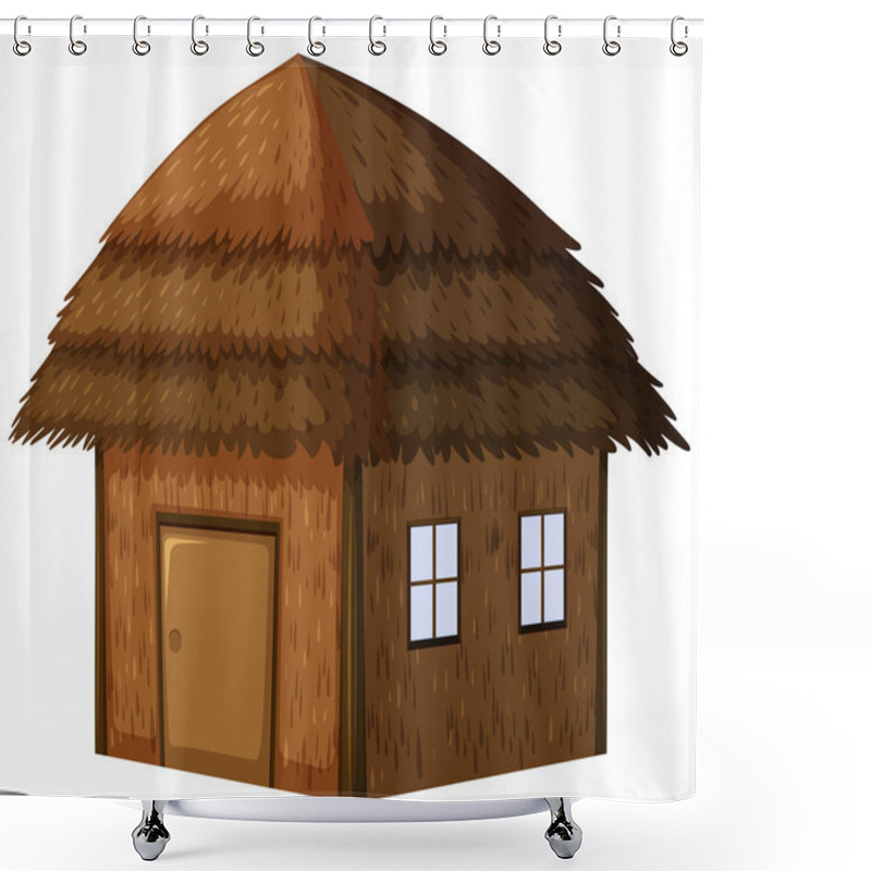 Personality  Wooden Hut On White Background Shower Curtains