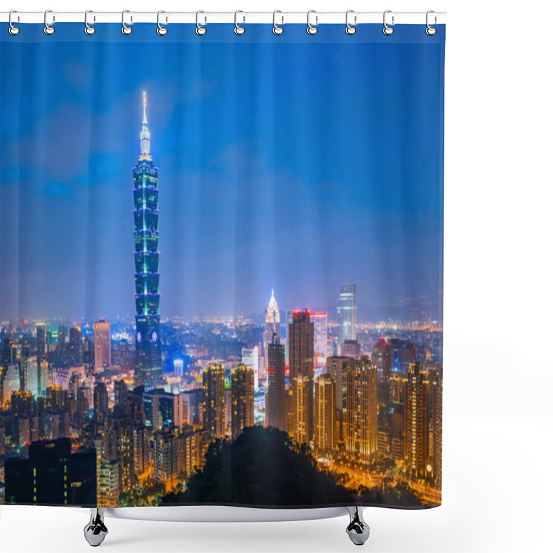 Personality  Taipei City Skyline At Night In Taiwan Shower Curtains