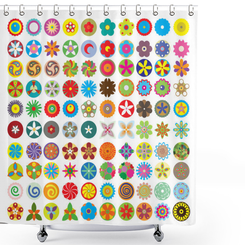 Personality  Flower Icon Set Shower Curtains