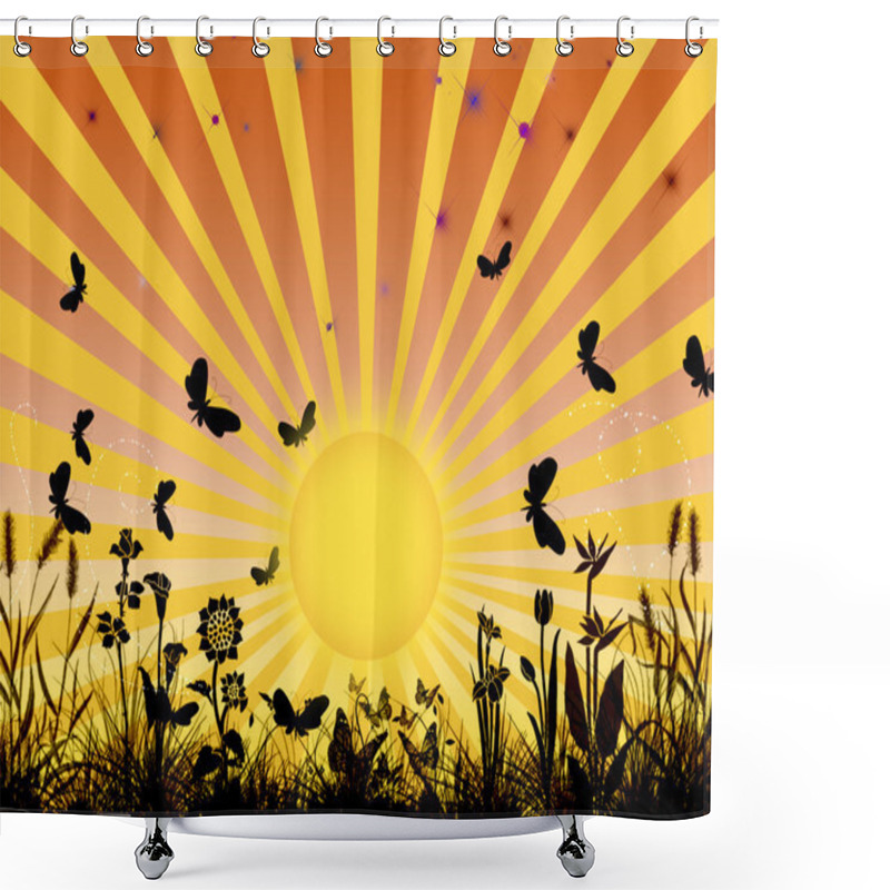 Personality  Abstract Sunrise Scene Shower Curtains