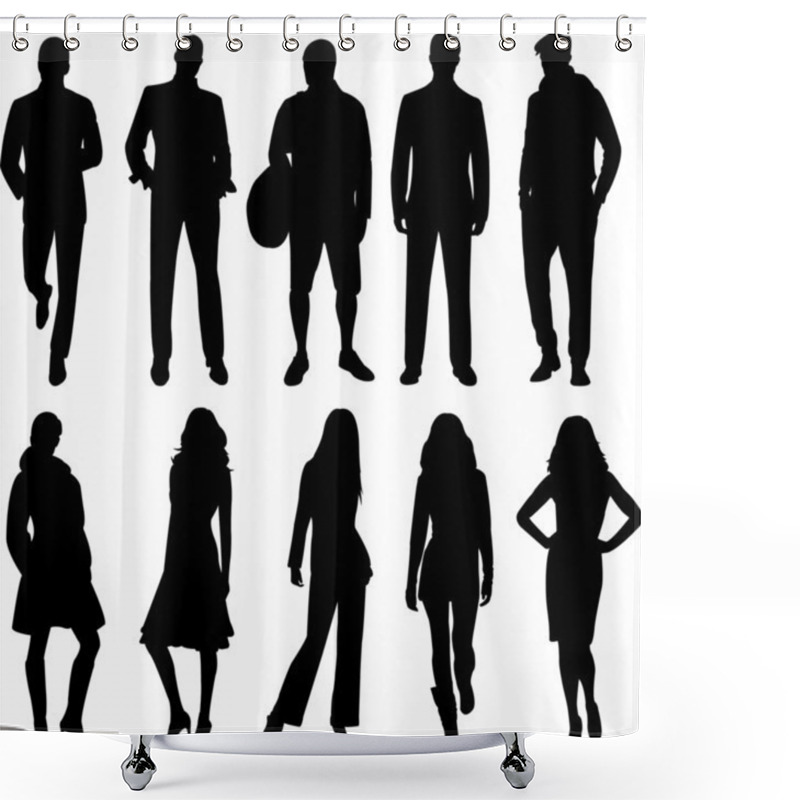 Personality  Man And Woman Silhouettes Shower Curtains