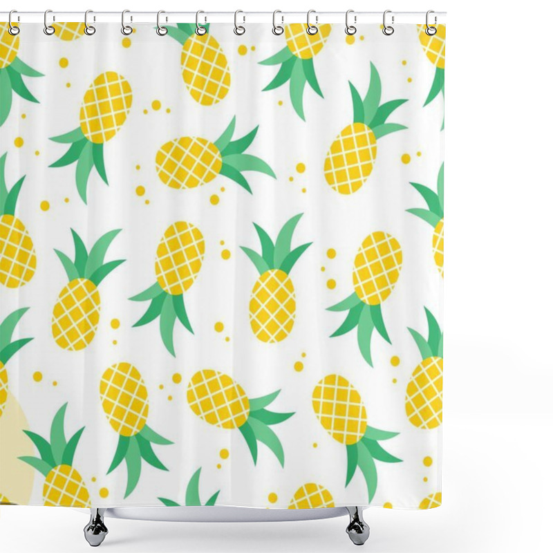 Personality  Seamless Fresh Yellow Pineapple Pattern Design, Abstract Flat Pineapple Pattern Template Vector Shower Curtains