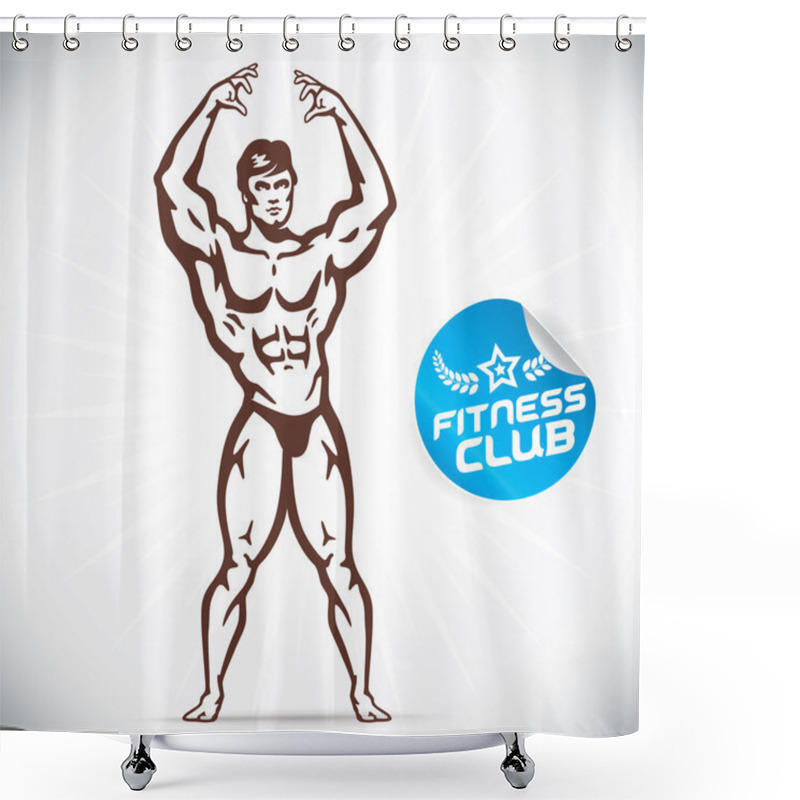 Personality  Attractive Bodybuilder Illustration Shower Curtains