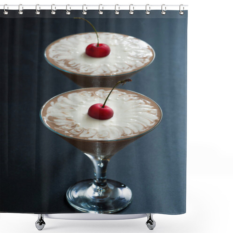 Personality  Two-layer Chocolate Dessert Decorated With Cherries Shower Curtains