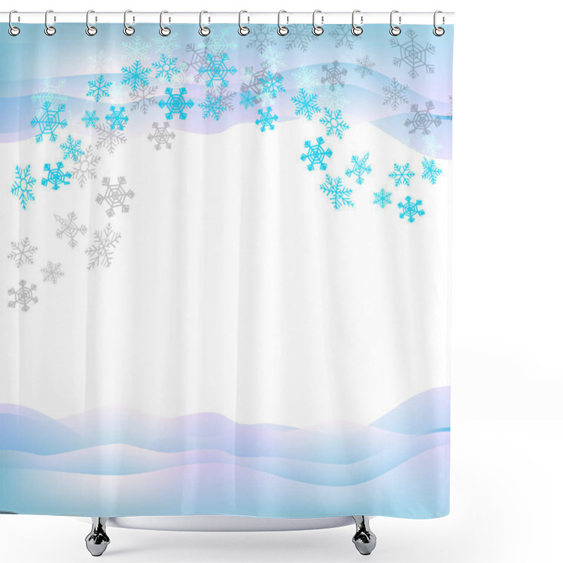 Personality  Xmas Vector With Clouds, Snowflakes And Snowdrifts Shower Curtains