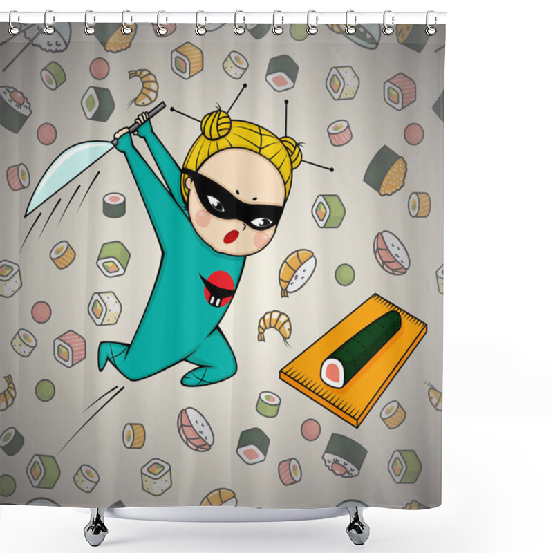 Personality  Sushi Hero Chef Of Japanese Cuisine Shower Curtains