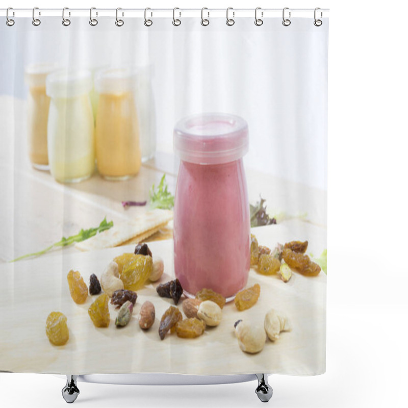 Personality  Healthy Coloured Yogurts With Fruits And Nuts  Shower Curtains